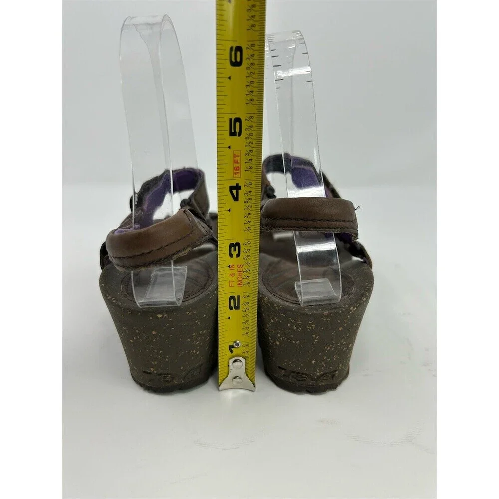 Teva Wedge Brown Strappy Slingback Speckled Platform Sandals Size 8 Summer